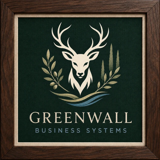 Greenwall Business Systems framed logo with company name